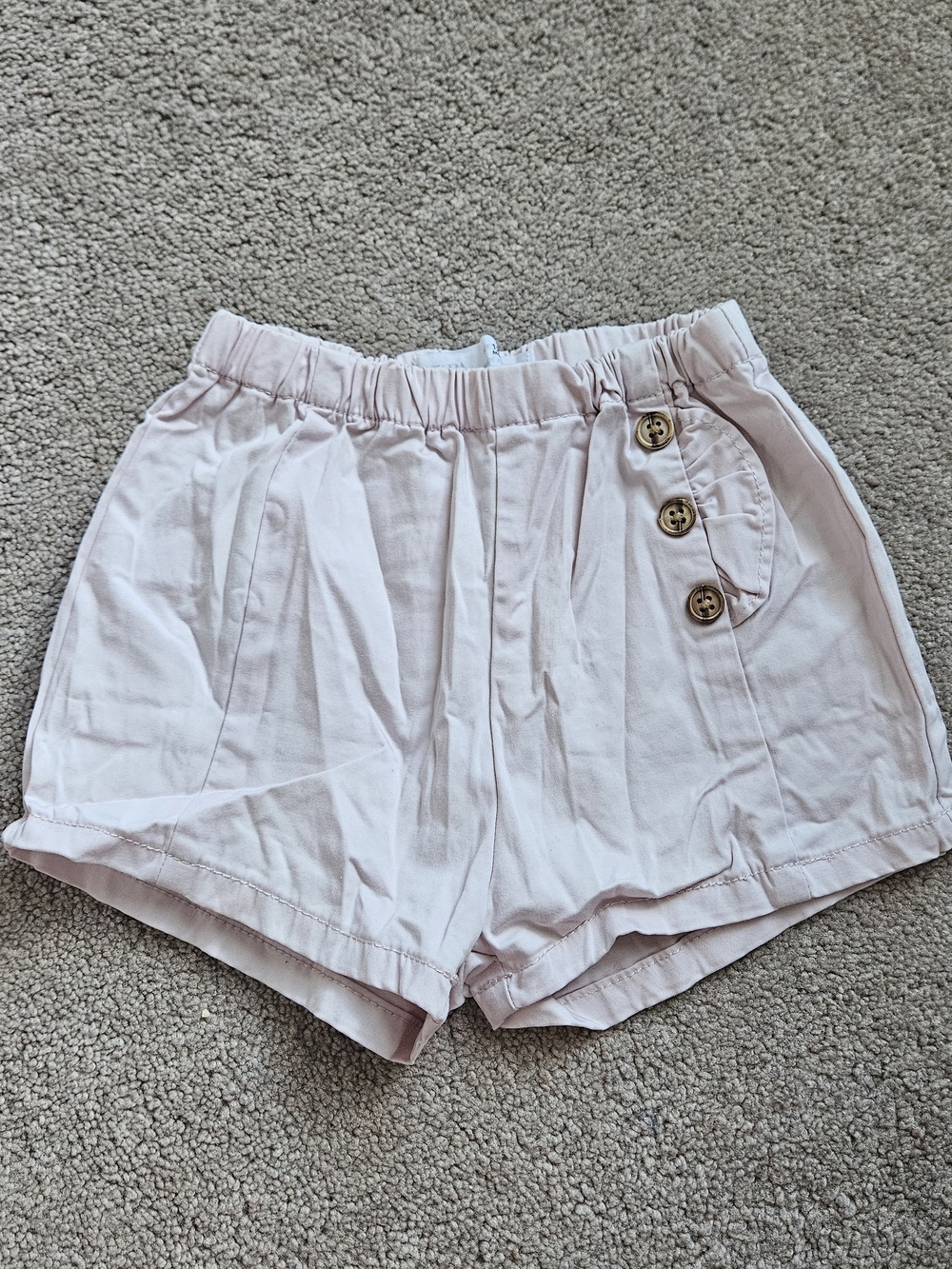 Zara Girl's Pale Pink High-Waist Elastic Shorts with Button Detail